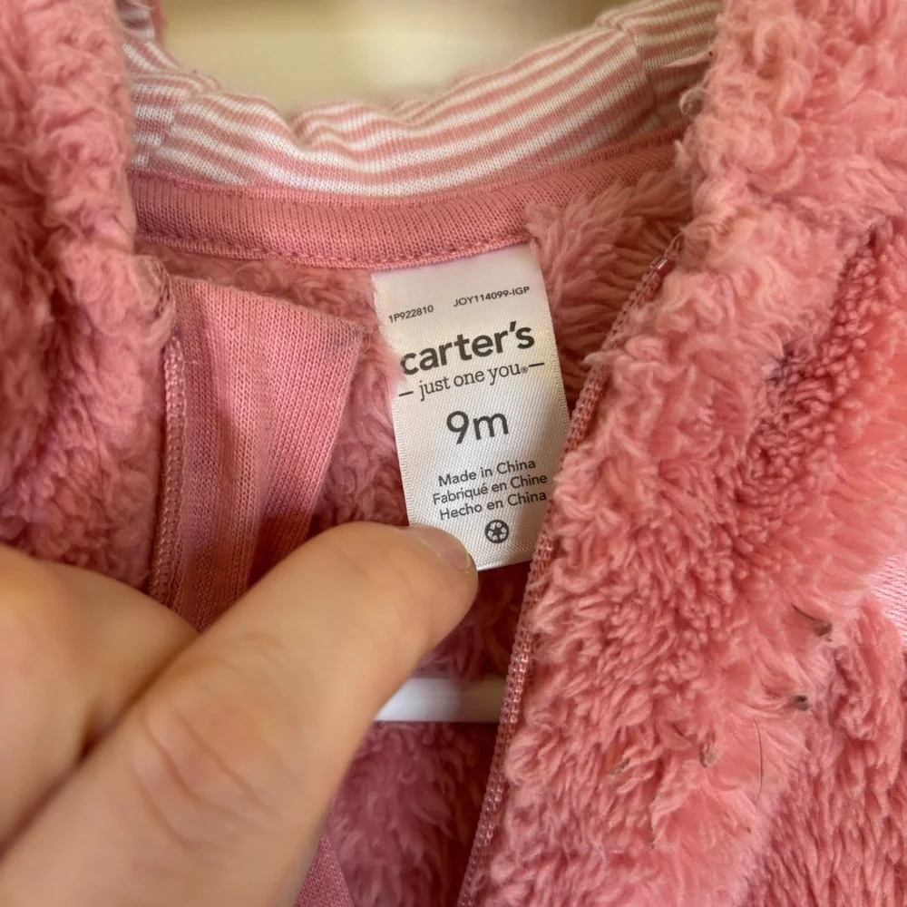 Carter's 9m baby outdoor Teddy Hooded‎ Elephant Pink
